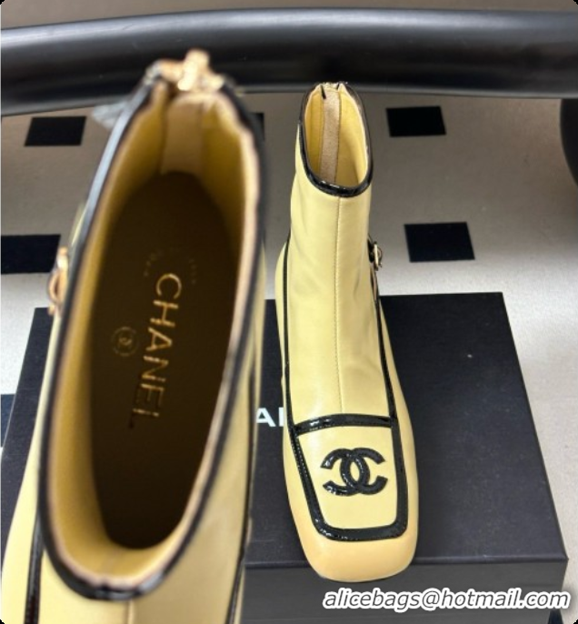 Good Looking Chanel Short Boots in Lambskin & Patent Leather CH090980 Beige 2026