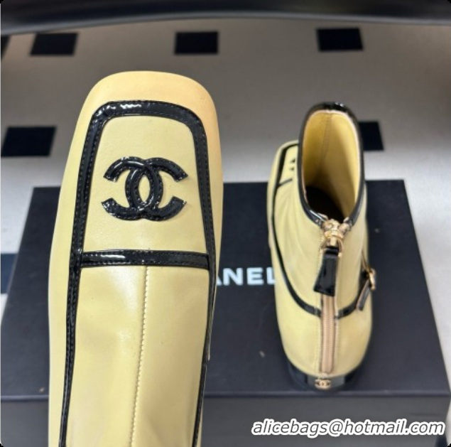 Good Looking Chanel Short Boots in Lambskin & Patent Leather CH090980 Beige 2026