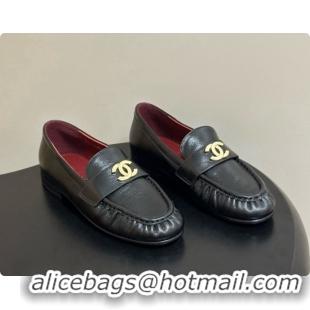 Duplicate Chanel Calfskin Moccasins Loafers G47396 CH090983 Black 2026
