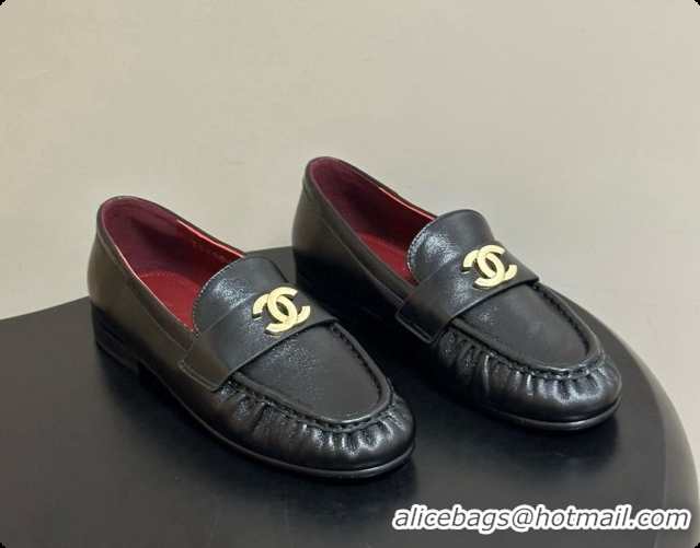 Duplicate Chanel Calfskin Moccasins Loafers G47396 CH090983 Black 2026