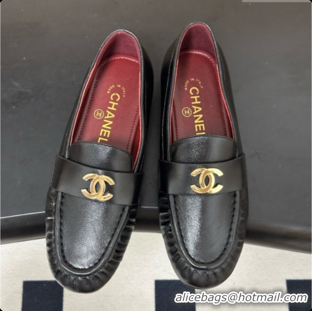 Duplicate Chanel Calfskin Moccasins Loafers G47396 CH090983 Black 2026
