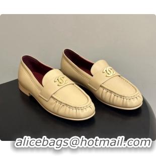 Stylish Chanel Calfskin Moccasins Loafers G47396 CH090985 Beige 2026