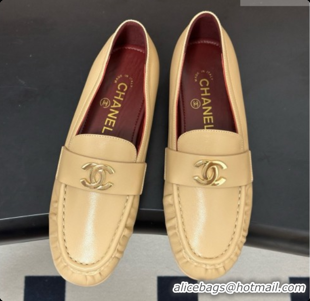 Stylish Chanel Calfskin Moccasins Loafers G47396 CH090985 Beige 2026