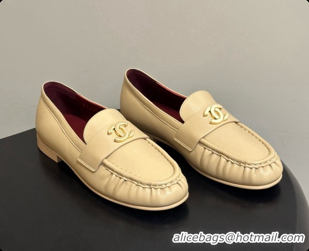 Stylish Chanel Calfskin Moccasins Loafers G47396 CH090985 Beige 2026