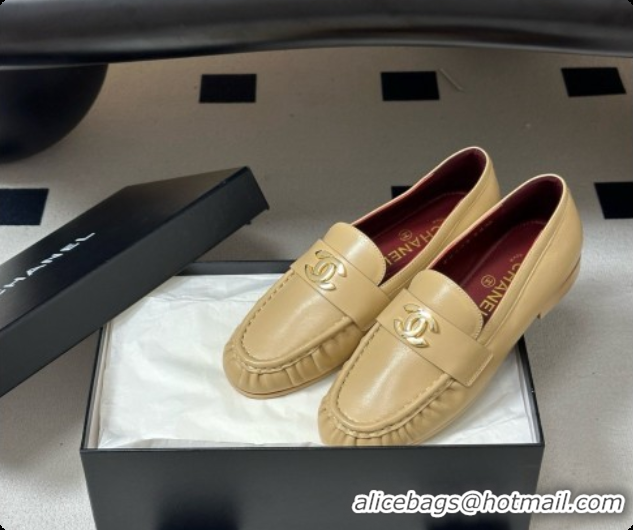 Stylish Chanel Calfskin Moccasins Loafers G47396 CH090985 Beige 2026