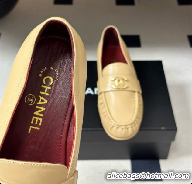 Stylish Chanel Calfskin Moccasins Loafers G47396 CH090985 Beige 2026