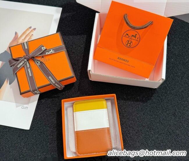 Spot Bulk Hermes MagSafe Card Holder 0317 Brown/Yellow/White 2026