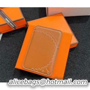 New Discount Hermes MagSafe Card Holder H0317 Brown/Hedgehog 2026