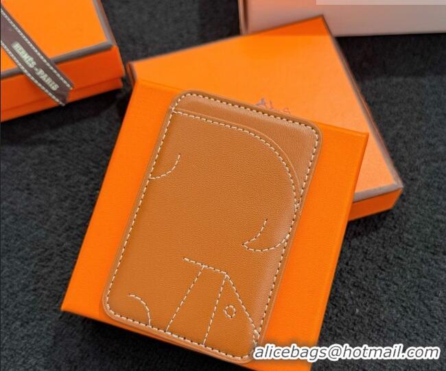 Spot Classic Hermes MagSafe Card Holder H0317 Brown/Squirrel 2026