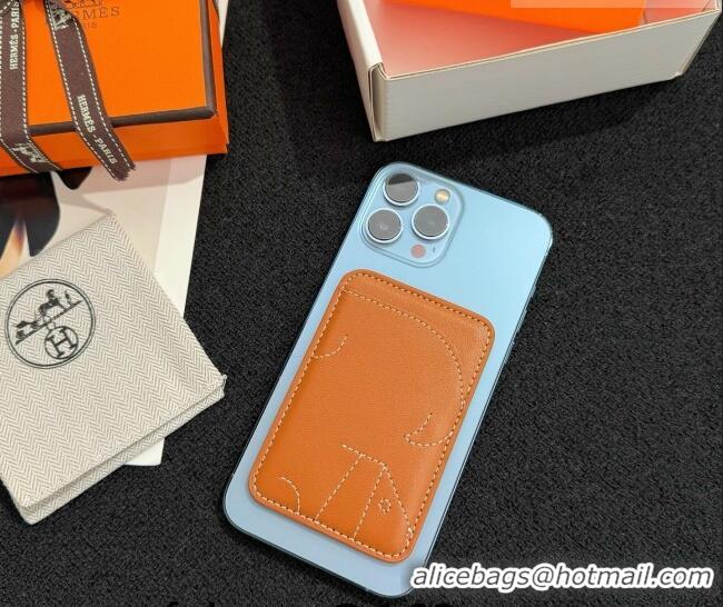 Spot Classic Hermes MagSafe Card Holder H0317 Brown/Squirrel 2026