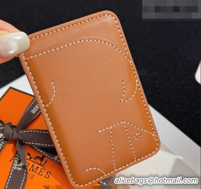 Spot Classic Hermes MagSafe Card Holder H0317 Brown/Squirrel 2026