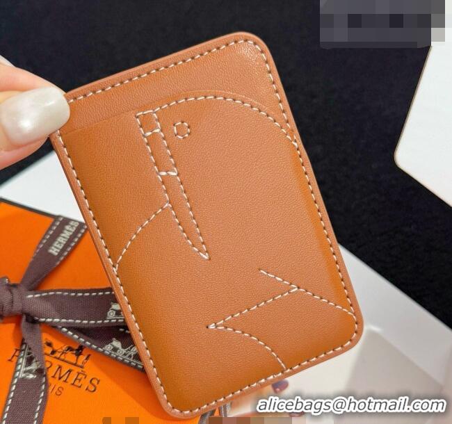 Original Cheap Hermes MagSafe Card Holder H0317 Brown/Walrus 2026