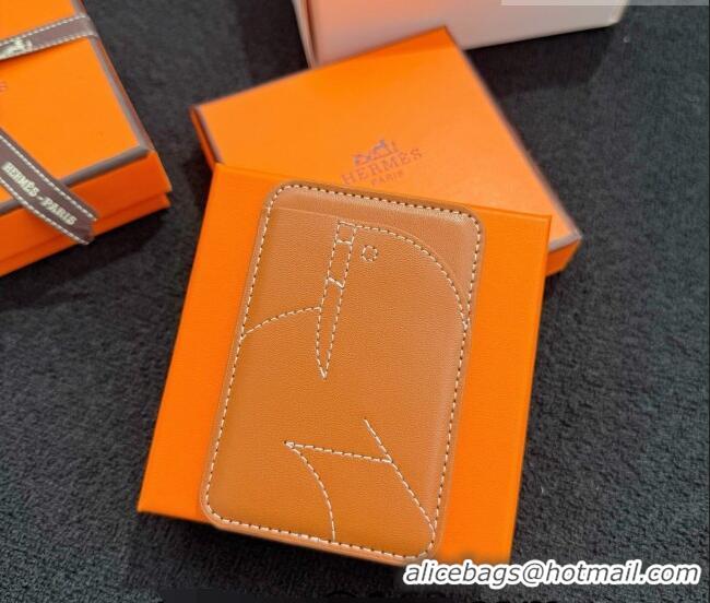 Original Cheap Hermes MagSafe Card Holder H0317 Brown/Walrus 2026
