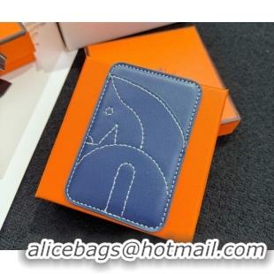 Grade Quality Hermes MagSafe Card Holder H0317 Horse/Navy Blue 2026