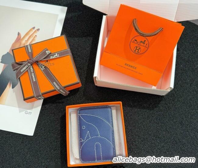 Grade Quality Hermes MagSafe Card Holder H0317 Horse/Navy Blue 2026