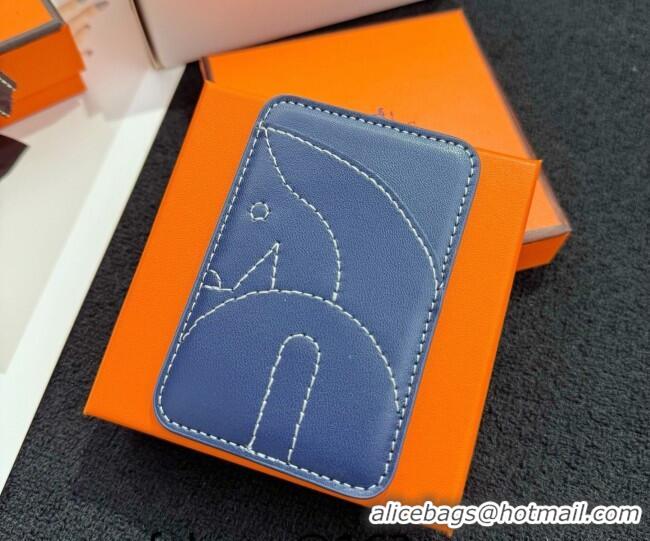 Grade Quality Hermes MagSafe Card Holder H0317 Horse/Navy Blue 2026