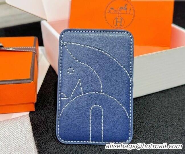 Grade Quality Hermes MagSafe Card Holder H0317 Horse/Navy Blue 2026