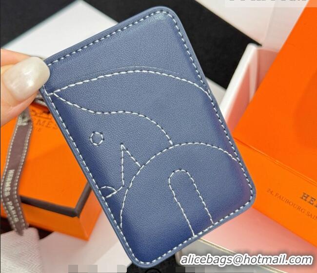 Grade Quality Hermes MagSafe Card Holder H0317 Horse/Navy Blue 2026