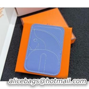 Inexpensive Hermes MagSafe Card Holder H0317 Horse/Light Blue 2026