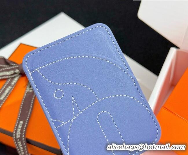 Inexpensive Hermes MagSafe Card Holder H0317 Horse/Light Blue 2026