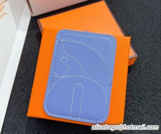 Inexpensive Hermes MagSafe Card Holder H0317 Horse/Light Blue 2026