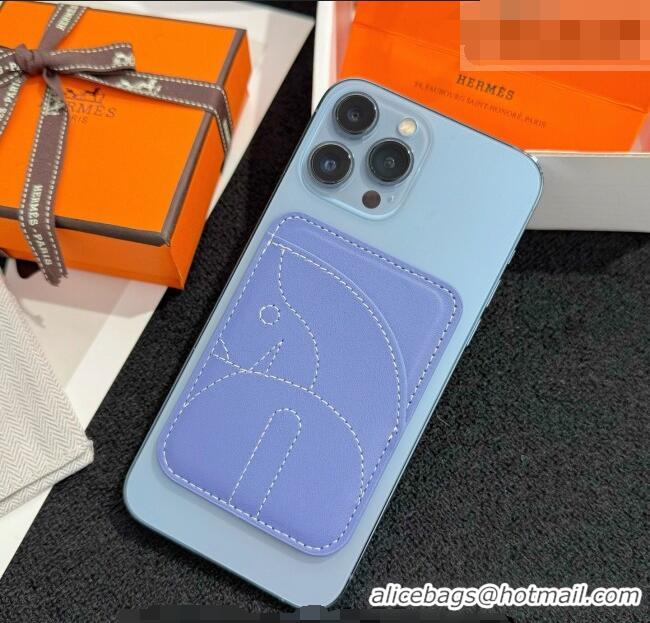 Inexpensive Hermes MagSafe Card Holder H0317 Horse/Light Blue 2026