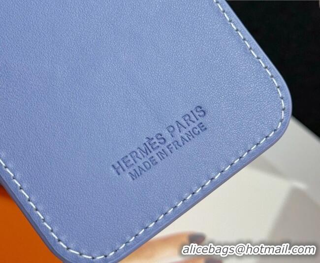 Inexpensive Hermes MagSafe Card Holder H0317 Horse/Light Blue 2026
