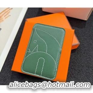 High Quality Hermes MagSafe Card Holder H0317 Horse/Green 2026