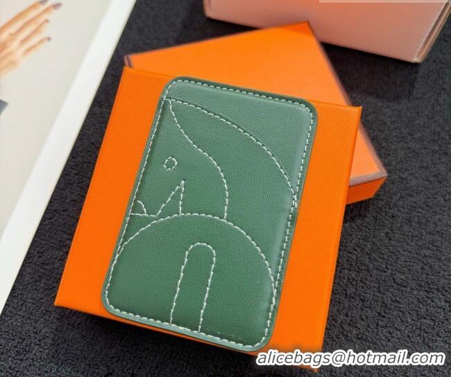 High Quality Hermes MagSafe Card Holder H0317 Horse/Green 2026