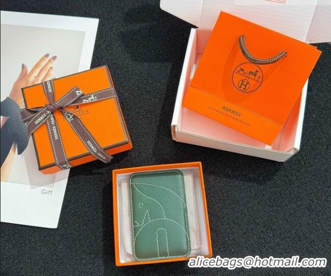 High Quality Hermes MagSafe Card Holder H0317 Horse/Green 2026