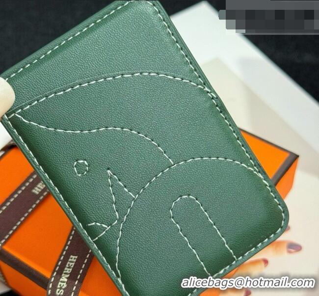 High Quality Hermes MagSafe Card Holder H0317 Horse/Green 2026