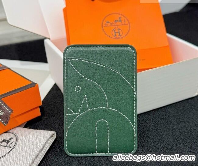 High Quality Hermes MagSafe Card Holder H0317 Horse/Green 2026