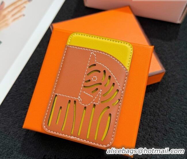 Modern Classic Hermes MagSafe Card Holder 0317 Zebra/Brown/Yellow 2026