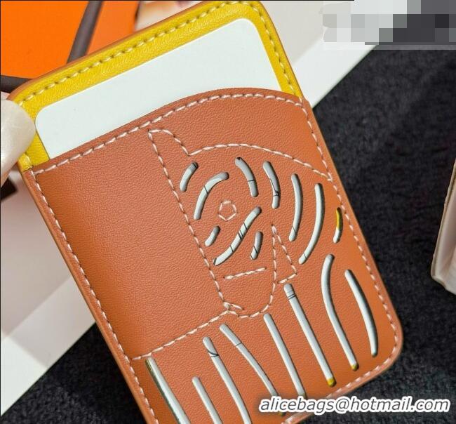 Modern Classic Hermes MagSafe Card Holder 0317 Zebra/Brown/Yellow 2026