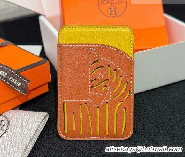 Modern Classic Hermes MagSafe Card Holder 0317 Zebra/Brown/Yellow 2026