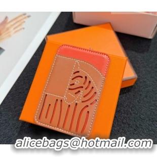 Famous Brand Hermes MagSafe Card Holder 0317 Zebra/Brown/Orange 2026