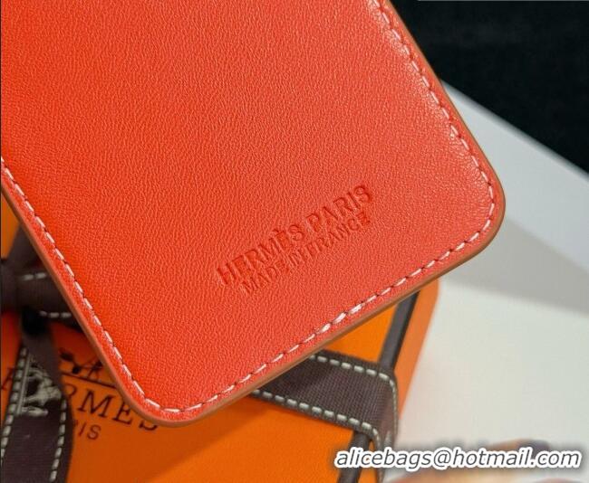 Famous Brand Hermes MagSafe Card Holder 0317 Zebra/Brown/Orange 2026