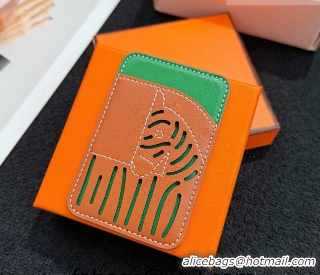 Top Design Hermes MagSafe Card Holder 0317 Zebra/Brown/Green 2026