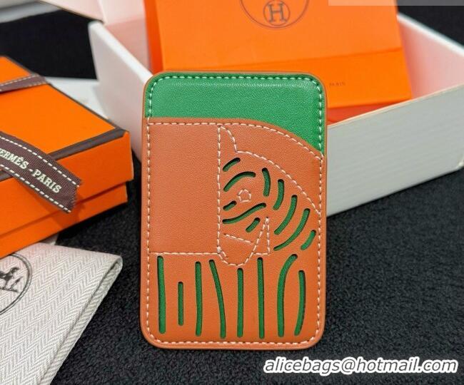Top Design Hermes MagSafe Card Holder 0317 Zebra/Brown/Green 2026