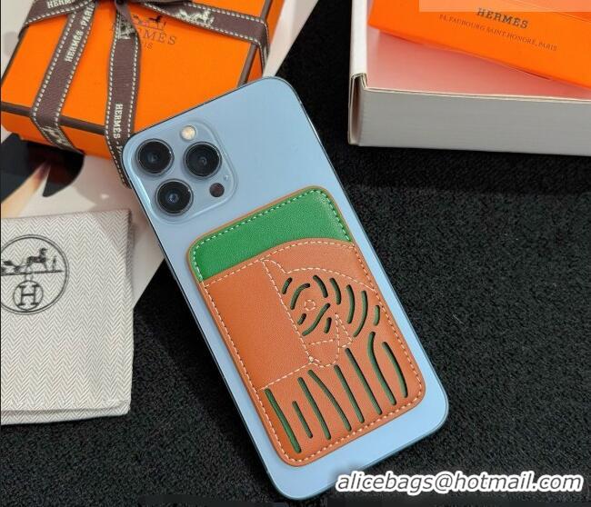 Top Design Hermes MagSafe Card Holder 0317 Zebra/Brown/Green 2026