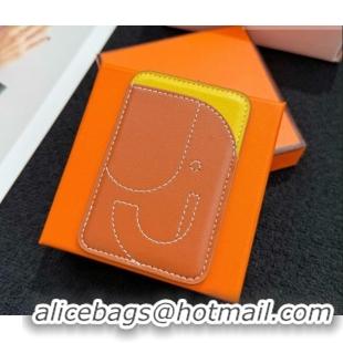 Unique Style Hermes MagSafe Card Holder 0317 Elephant/Brown/Yellow 2026