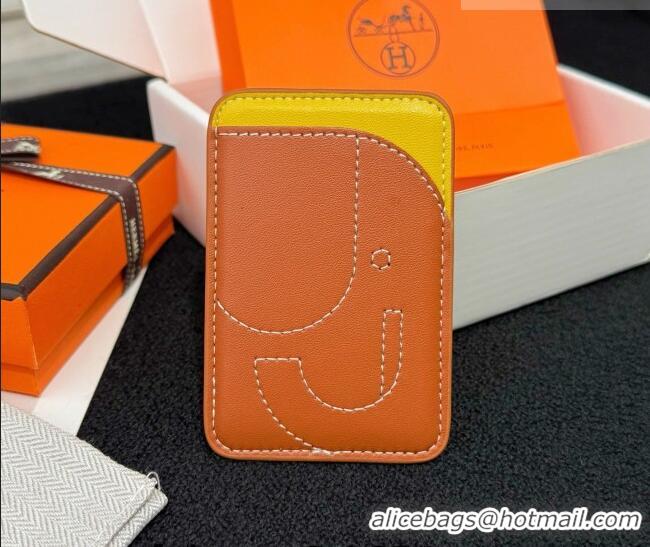 Unique Style Hermes MagSafe Card Holder 0317 Elephant/Brown/Yellow 2026