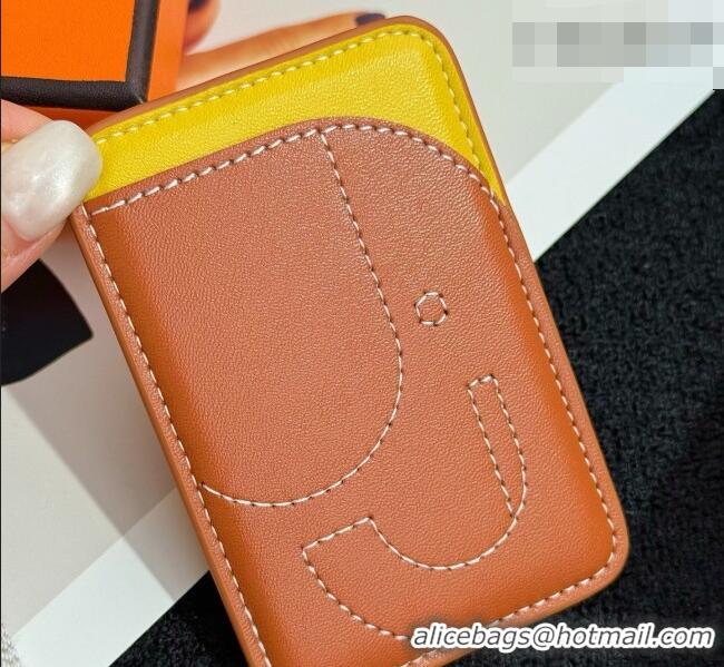 Unique Style Hermes MagSafe Card Holder 0317 Elephant/Brown/Yellow 2026