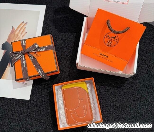 Unique Style Hermes MagSafe Card Holder 0317 Elephant/Brown/Yellow 2026