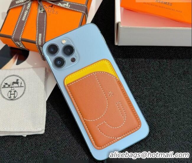 Unique Style Hermes MagSafe Card Holder 0317 Elephant/Brown/Yellow 2026