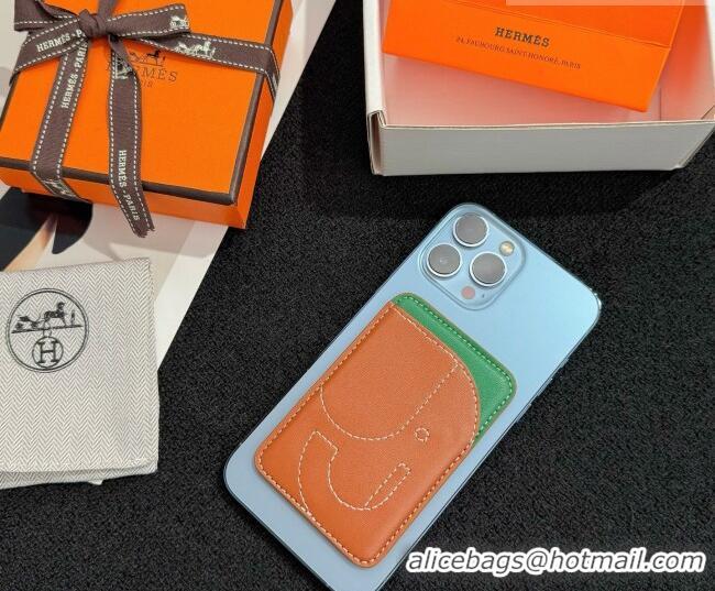 Best Price Hermes MagSafe Card Holder 0317 Elephant/Brown/Green 2026