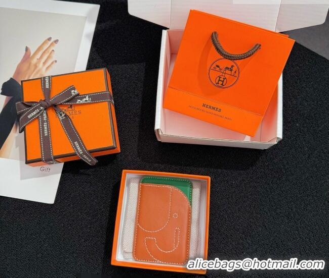 Best Price Hermes MagSafe Card Holder 0317 Elephant/Brown/Green 2026