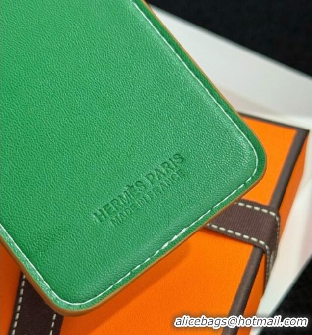 Best Price Hermes MagSafe Card Holder 0317 Elephant/Brown/Green 2026