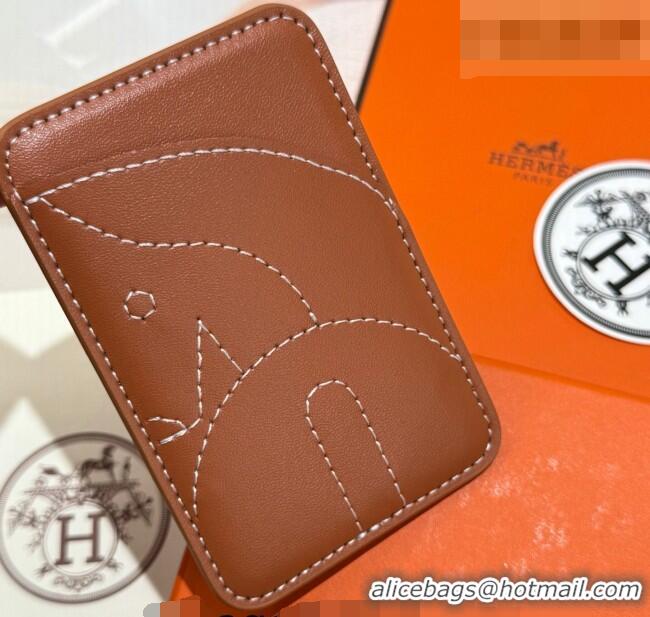 Original Cheap Hermes MagSafe Card Holder 0317 Horse/Brown 2026