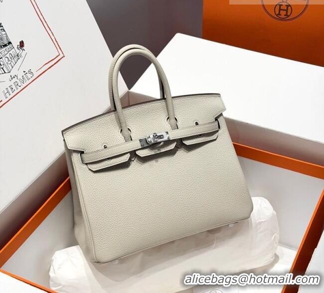 Luxury Cheap Hermes Birkin Bag 25cm in Togo Leather 0414 8L Beton White 2026